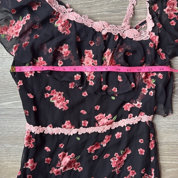 ALICE & OLIVIA Caydon Floral-pattern Silk-chiffon Cluster Flower Pink Dress 4 - Picture 8 of 12